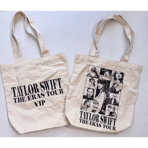 Taylor Swift Eras Tour VIP Tote Bag Concert Merch Canvas Collage Set of 2